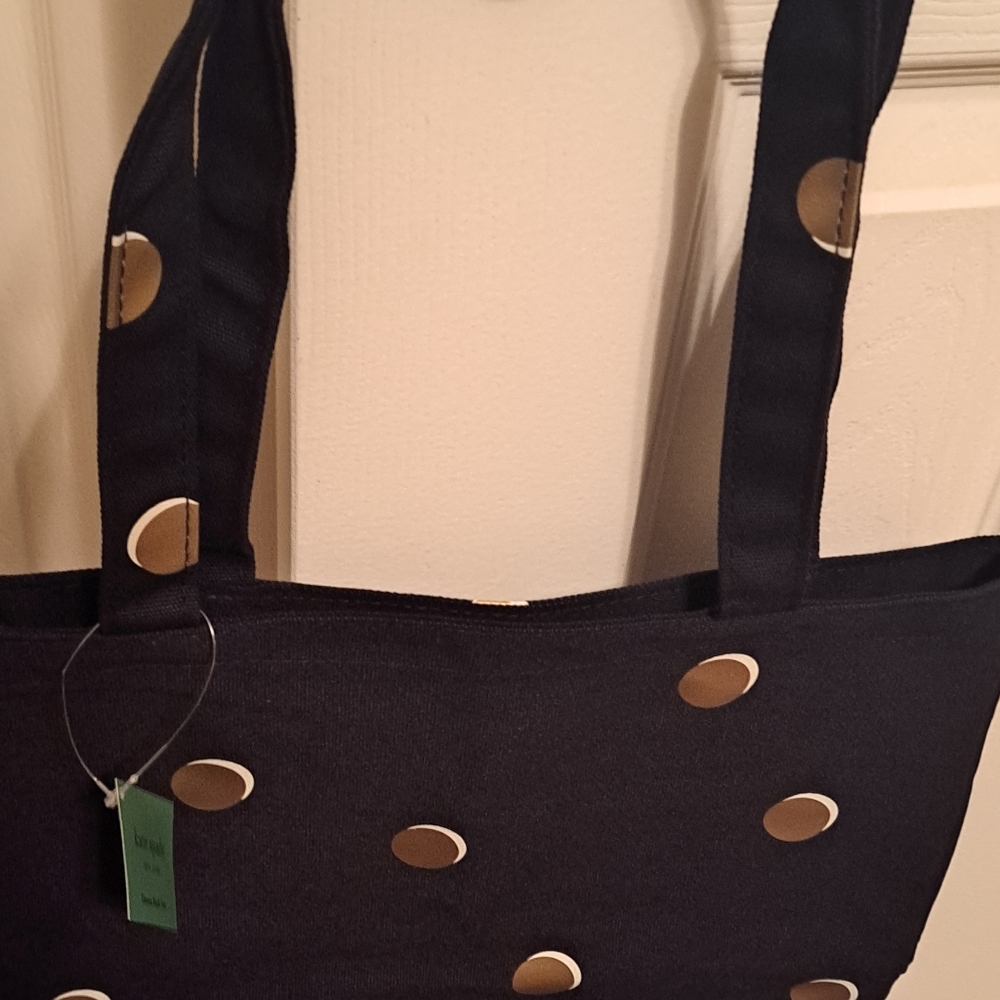 Kate Spade Gold Dot Tote Bag with Heart Charm Key Chain both New - Picture 3 of 6